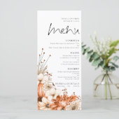 Moderne Herfst herfst Florals Foliage Wedding Menu (Staand voorkant)