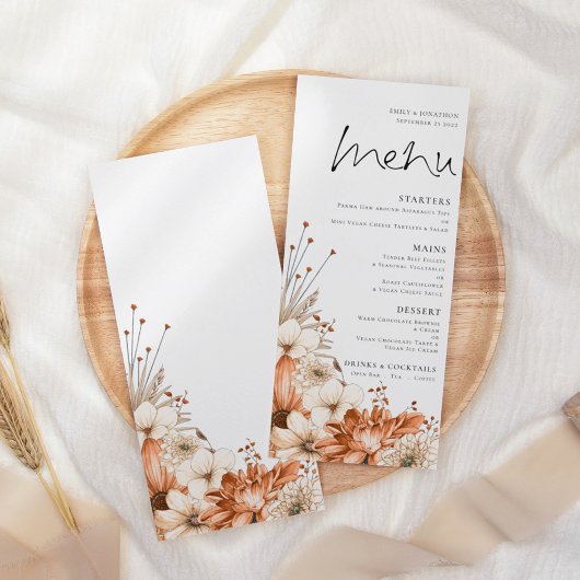 Moderne Herfst herfst Florals Foliage Wedding Menu