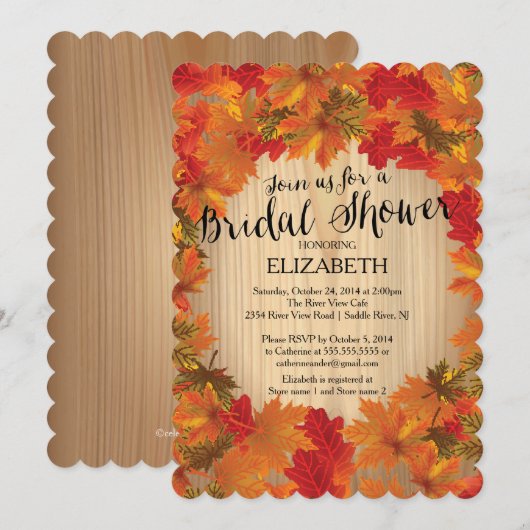 Moderne Herfst - herfst Leaf Bridal Shower-uitnodi Kaart (Voorkant / Achterkant)