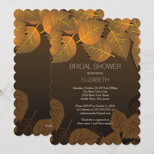 Moderne Herfst - herfst Leaf Bridal Shower-uitnodi Kaart (Voorkant / Achterkant)