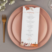 Moderne herfst herfst terracotta loof bruiloft menu