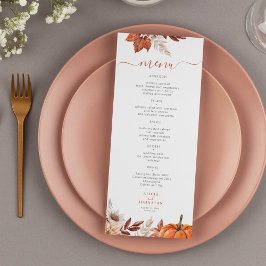 Moderne herfst herfst terracotta loof bruiloft menu