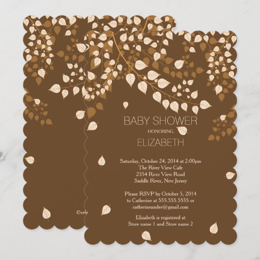 Moderne Herfst Herfstblad Baby shower Uitnodiging (Voorkant / Achterkant)