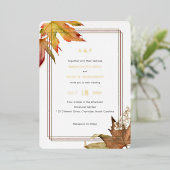 Moderne Herfst herfstbladeren, tuinbruiloft Folie Uitnodiging (Staand Voorkant)