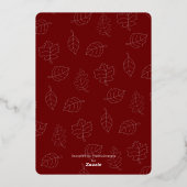 Moderne Herfst herfstbladeren, tuinbruiloft Folie Uitnodiging (Achterkant)