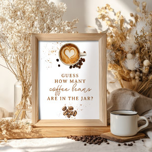Moderne Herfst Hoeveel koffiebonen Baby showers Poster