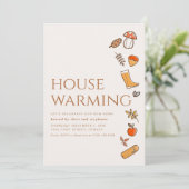 Moderne Herfst Housewarming Party Uitnodigen met b Kaart (Staand voorkant)