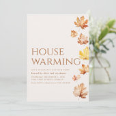 Moderne Herfst Housewarming Party Uitnodigen met b Kaart (Staand voorkant)