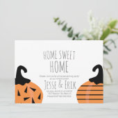 Moderne herfst housewarmingparty met pompoen kaart (Staand voorkant)