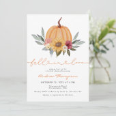 Moderne Herfst in Liefde Groen Pompoen Vrijgezelle Kaart (Staand voorkant)