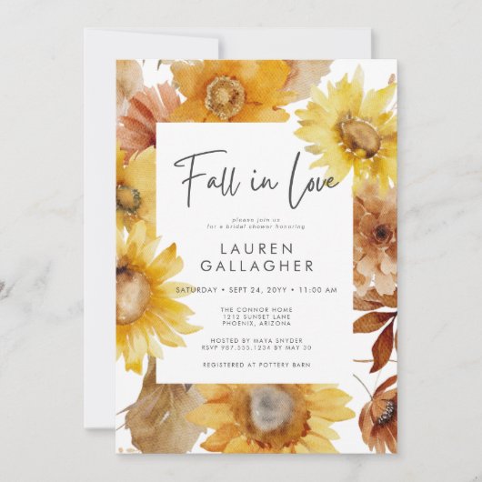 Moderne Herfst in liefde Zonnebloem Bloemen Vrijge Kaart (Voorkant)