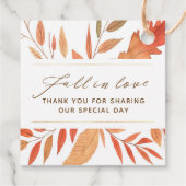 Moderne Herfst in liefdesherfst vertrekt weddensch Bedankjes Labels (Achterkant)