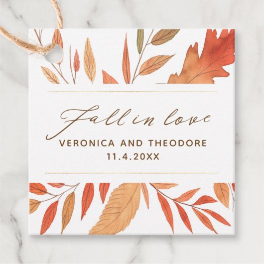 Moderne Herfst in liefdesherfst vertrekt weddensch Bedankjes Labels (Voorkant)