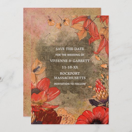 Moderne Herfst in nood Save The Date (Voorkant / Achterkant)