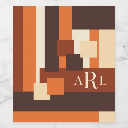 Moderne Herfst kleurenblok - Aangepast Wijn Etiket (Enkel label)