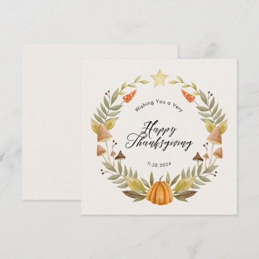 Moderne Herfst Krans Thanksgiving Kaart (Voorkant / Achterkant)