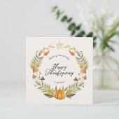 Moderne Herfst Krans Thanksgiving Kaart (Staand voorkant)