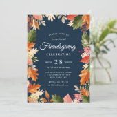 Moderne herfst laat navy vrienden vieren kaart (Staand voorkant)