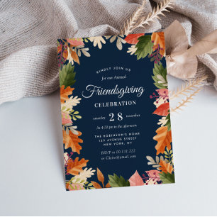 Moderne herfst laat navy vrienden vieren kaart