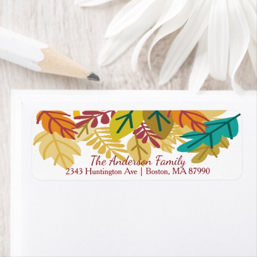 Moderne herfst laat retour adres label (Insitu)