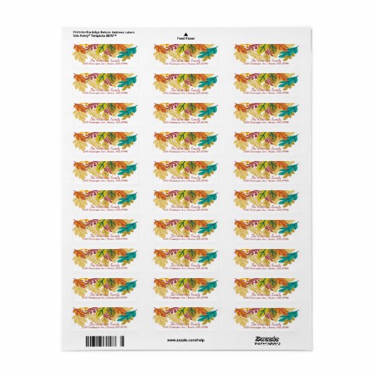 Moderne herfst laat retour adres label (Full Sheet)