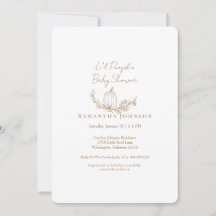 Moderne Herfst Li'l Pompoen Wit Rond Baby shower