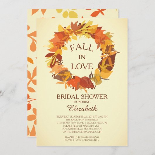 Moderne Herfst najaar — Grote bridale doucheuitnod Kaart (Voorkant / Achterkant)