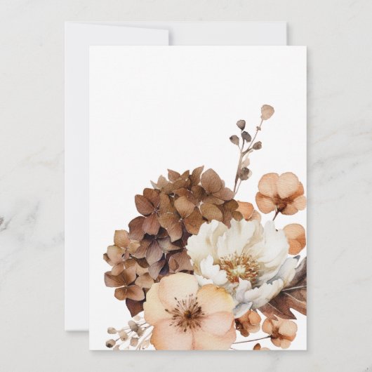 Moderne Herfst Neutraal Bloemen Lijst Bruidsbrunch Kaart (Achterkant)