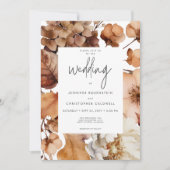 Moderne Herfst Neutral Floral Lijst Wedding Kaart (Voorkant)