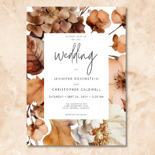 Moderne Herfst Neutral Floral Lijst Wedding Kaart