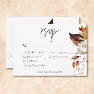 Moderne Herfst Neutral Floral Lijst Wedding RSVP Kaartje