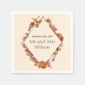 Moderne herfst oranje boho bruiloft diner cocktail servet (Voorkant)