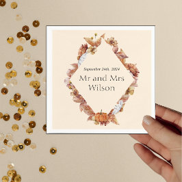 Moderne herfst oranje boho bruiloft diner cocktail servet