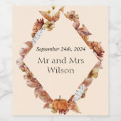 Moderne herfst oranje boho bruiloft wijnlabels wijn etiket (Enkel label)