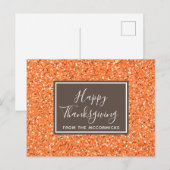 Moderne Herfst Oranje Glitter Happy Thanksgiving Feestdagenkaart (Voorkant / Achterkant)