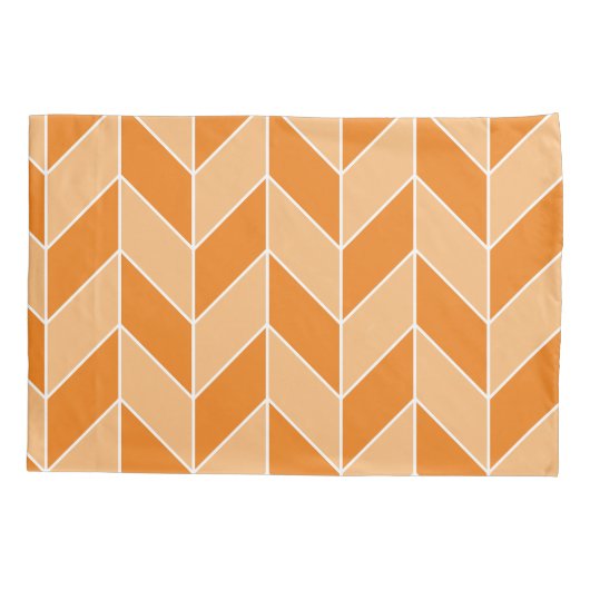 Moderne herfst Oranje perzik visgraat Chevron Kussensloop (Achterkant-Links)