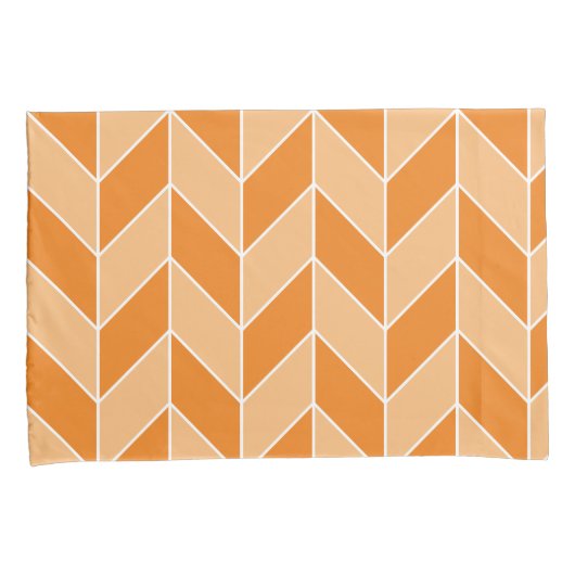 Moderne herfst Oranje perzik visgraat Chevron Kussensloop (Voorkant-Rechts)