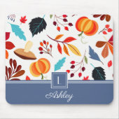 Moderne Herfst Patroon Naam Muismat (Voorkant)