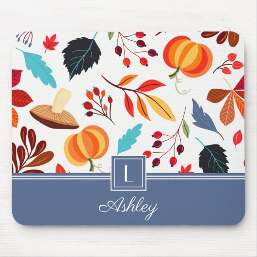 Moderne Herfst Patroon Naam Muismat (Voorkant)
