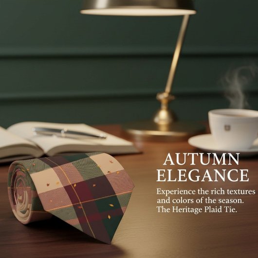 Moderne herfst plaid ontwerp met vallende bladeren stropdas
