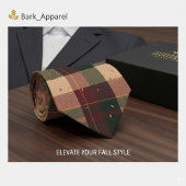 Moderne herfst plaid ontwerp met vallende bladeren stropdas
