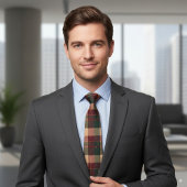 Moderne herfst plaid ontwerp met vallende bladeren stropdas