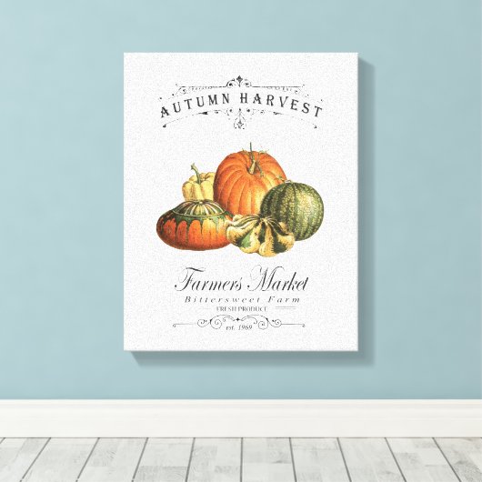 moderne  herfst, pompoen en pompoen canvas afdruk (Insitu (Houten vloer))