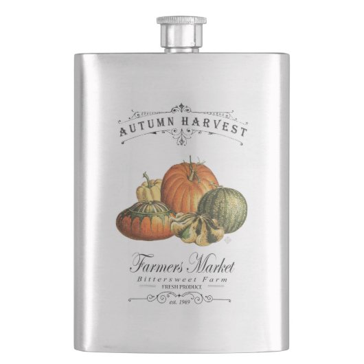 moderne herfst, pompoen en pompoen heupfles (Voorkant)