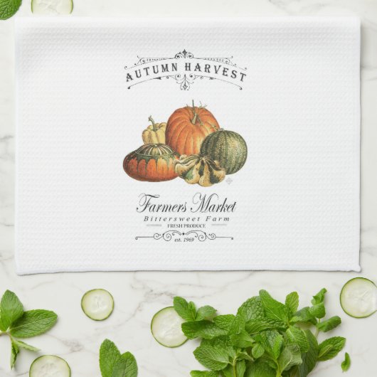 moderne  herfst, pompoen en pompoen theedoek (Gevouwen)