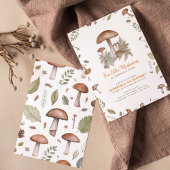 Moderne herfst Porcini paddenstoel Bos verjaardag Kaart