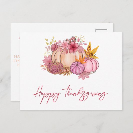 Moderne Herfst Pumpkin Harvest Thanksgiving Greeti Feestdagenkaart (Voorkant / Achterkant)