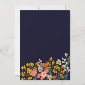 Moderne herfst retro bloemen navy blue baby shower kaart (Achterkant)