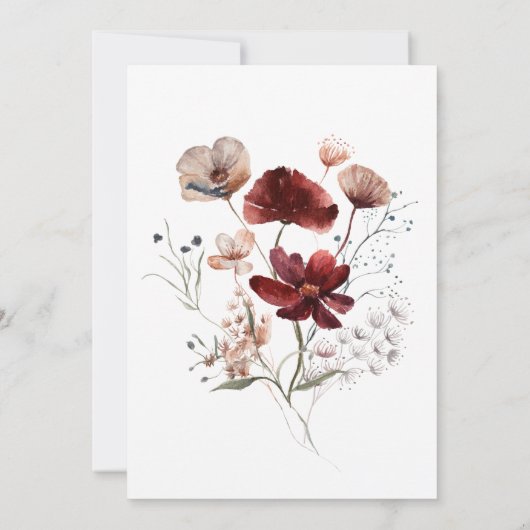 Moderne Herfst Rust Wildflower Lijst Bruidslunch Kaart (Achterkant)