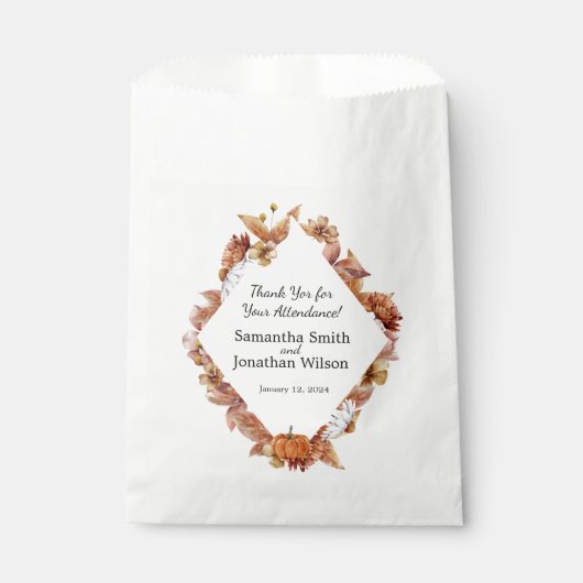 Moderne Herfst Sinaasappel BOHO bruiloft Bedankzakje (Voorkant)